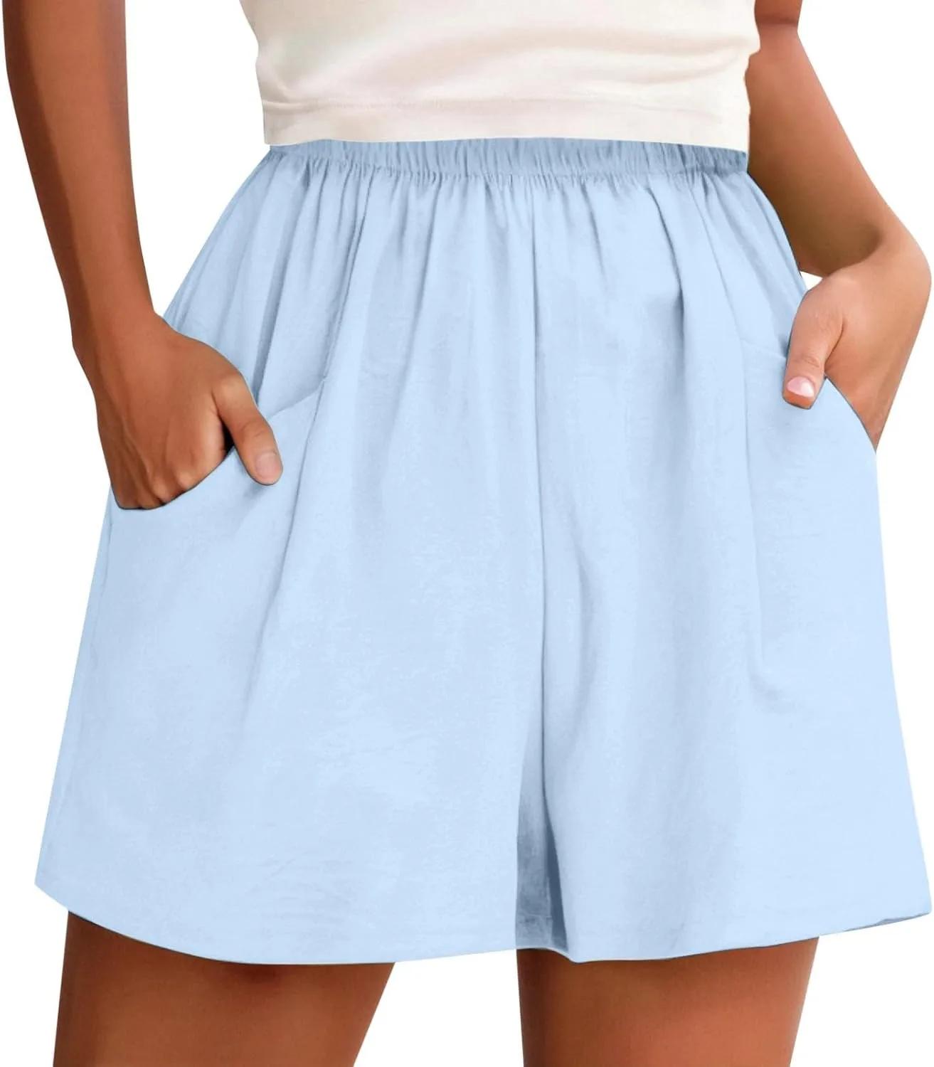 

Женские спортивные шорты High Waisted Linen, широкие, с эластичным поясом HIBANIL