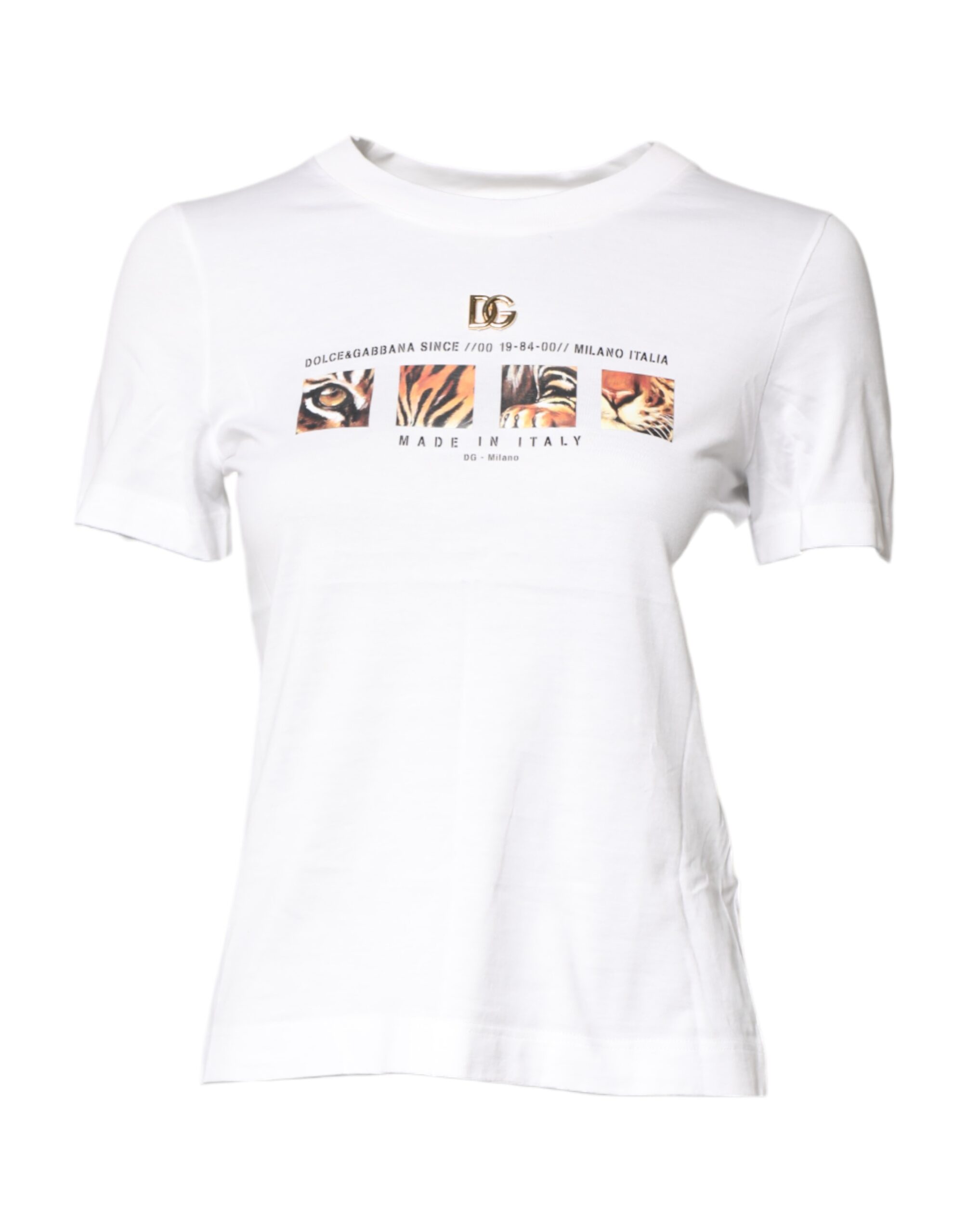 

Белая хлопковая футболка с графическим принтом и круглым вырезом Dolce & Gabbana
