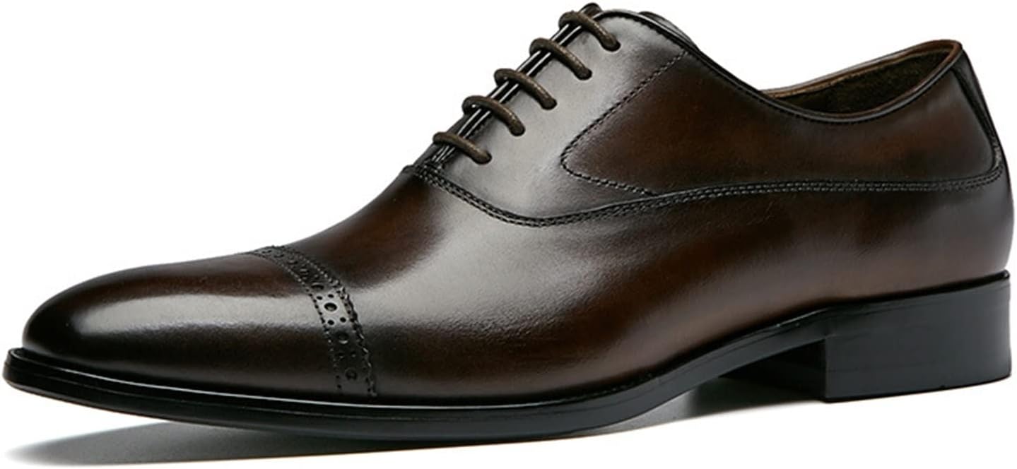 

Классические туфли-оксфорды для мужчин, на шнуровке, с закругленным носком, квадратным полированным носком, кожаным блочным каблуком, резиновой подошвой, нескользящей поверхностью, низкие, для выпускного вечера Xjsdjhount, Coffee