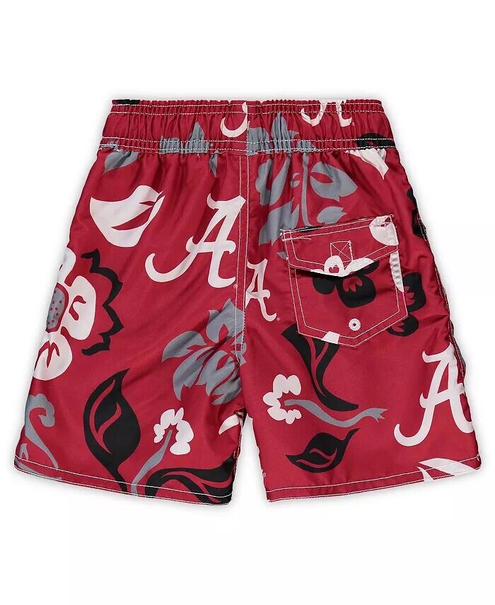Шорты для плавания для волейбола Little Boys and Girls Crimson Alabama Crimson Tide с цветочным принтом Wes & Willy — фото 3