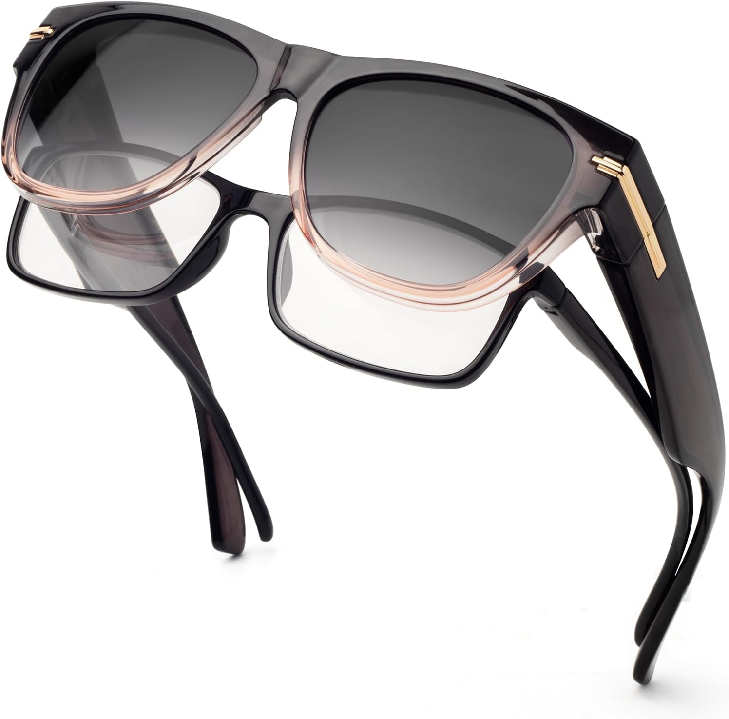 

Солнцезащитные очки с поляризованным покрытием, надеваемые поверх обычных очков, женские, с застежкой-пряжкой, защита от УФ-излучения, легкие Face Shadow, Grey Pink Frame/Gradient Grey Lens