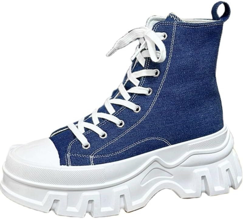 

Мужские высокие кроссовки большого размера с толстой подошвой из ткани. Повседневные и модные. Противоскользящие и прочные. Подходят для улицы и ежедневного использования Fmshi, синий