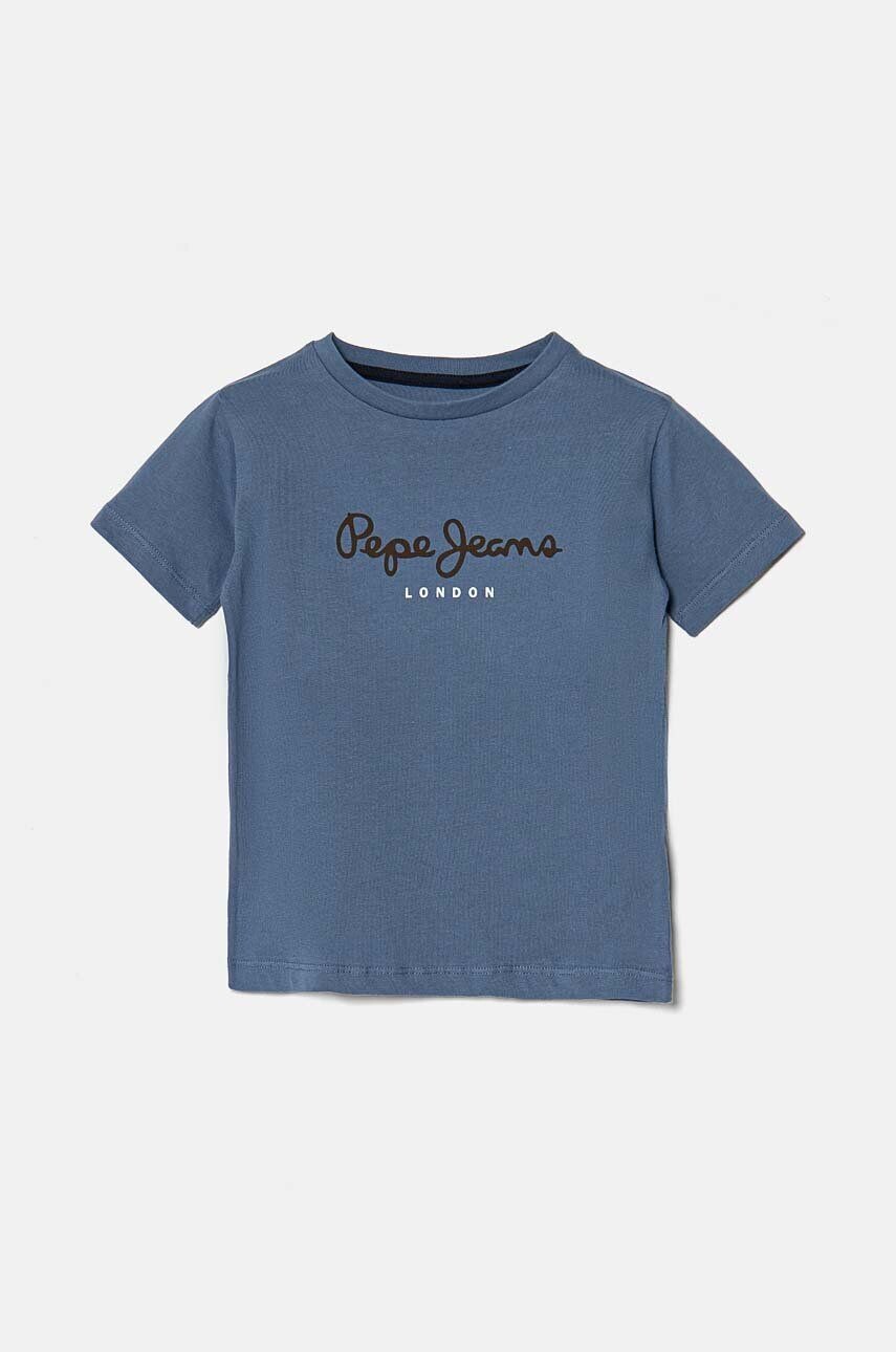 

Детская хлопковая футболка Pepe Jeans НОВЫЙ АРТН, синий