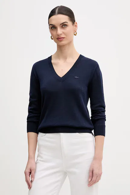 Свитер Lacoste, тонкий трикотаж, синий