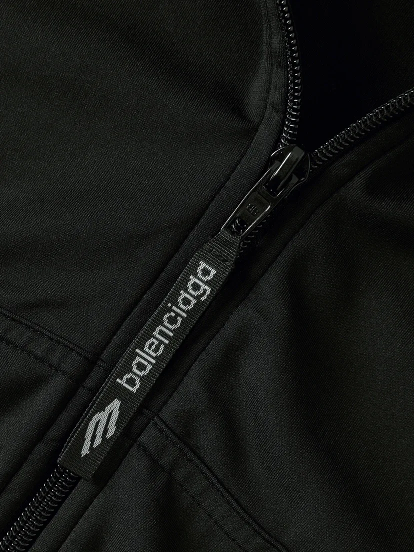 Худи из джерси с вышивкой и отделкой из плюша BALENCIAGA, черный — фото 4