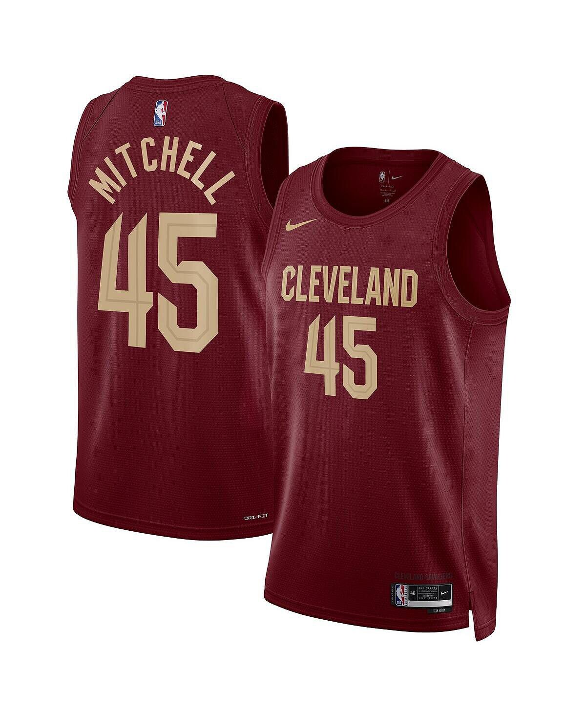 Мужская и женская майка Donovan Mitchell Burgundy Cleveland Cavaliers 2022/23 Swingman — Icon Edition Nike — фото 4