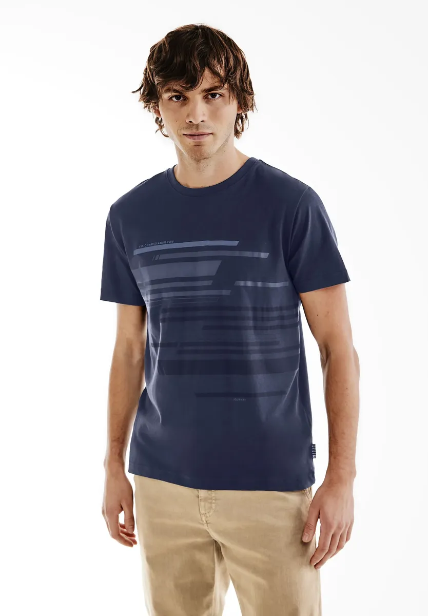 

STREET ONE МУЖСКАЯ футболка с круглым вырезом Street One Men, цвет Eclipse Blue