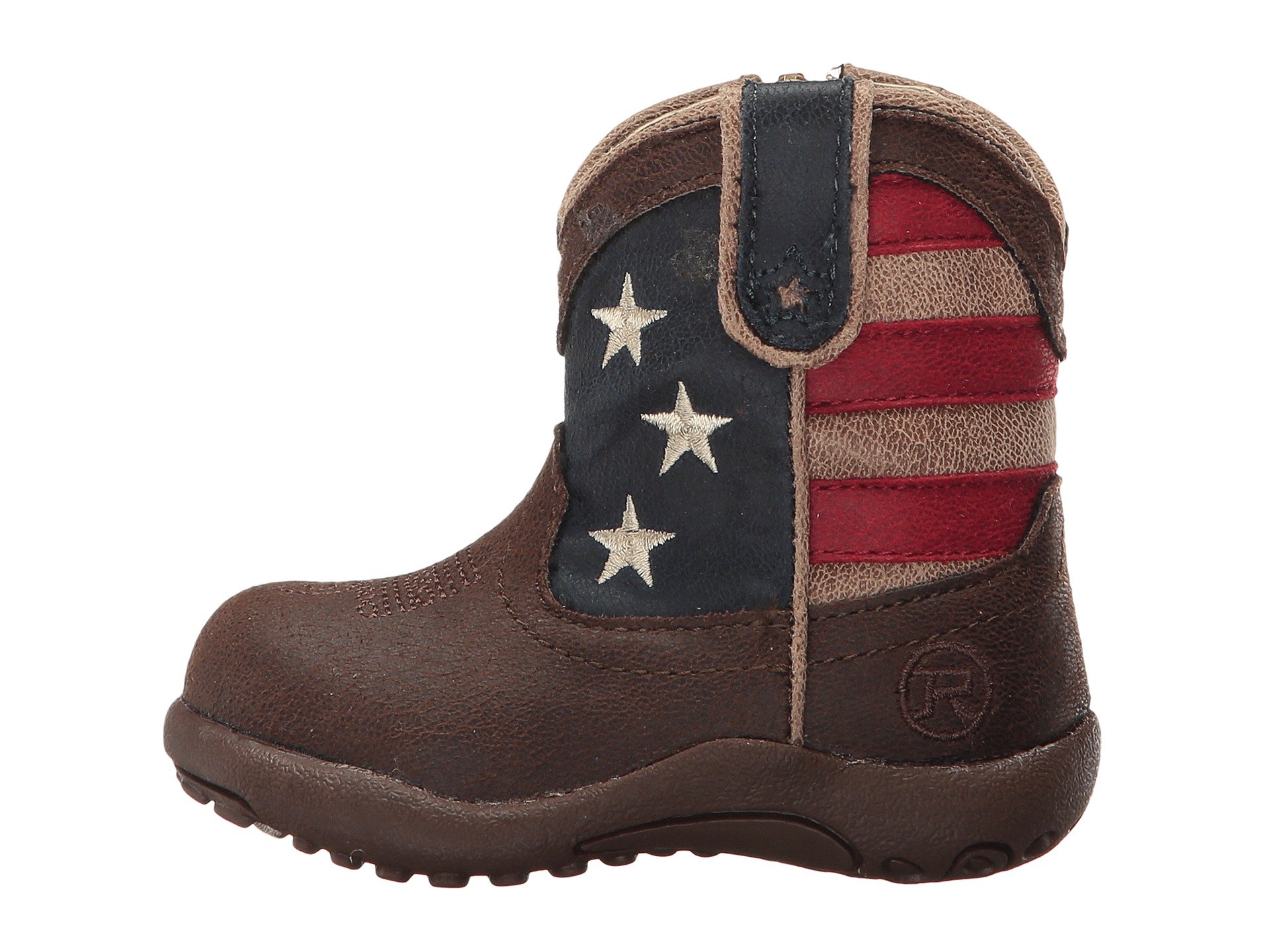 Ботинки Roper Kids American Patriot, Brown Faux Leather Vamp Stars & Stripes Shaft — фото 4
