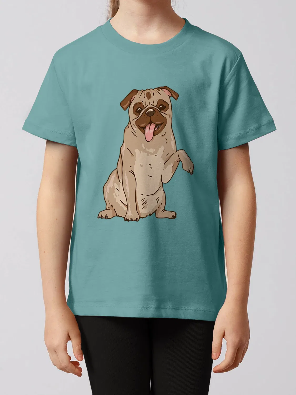 Футболка с принтом Mops, Wat? Apparel, teal monstera