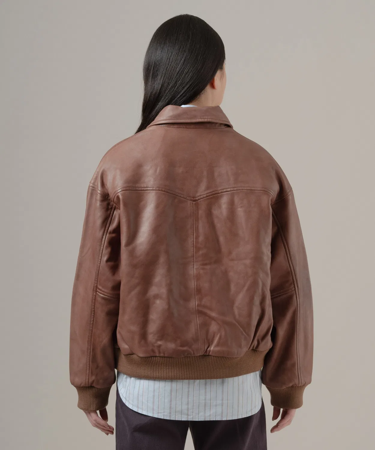 Куртка кожаная Levi's Kennedy Dad Jacket коричневая — фото 3