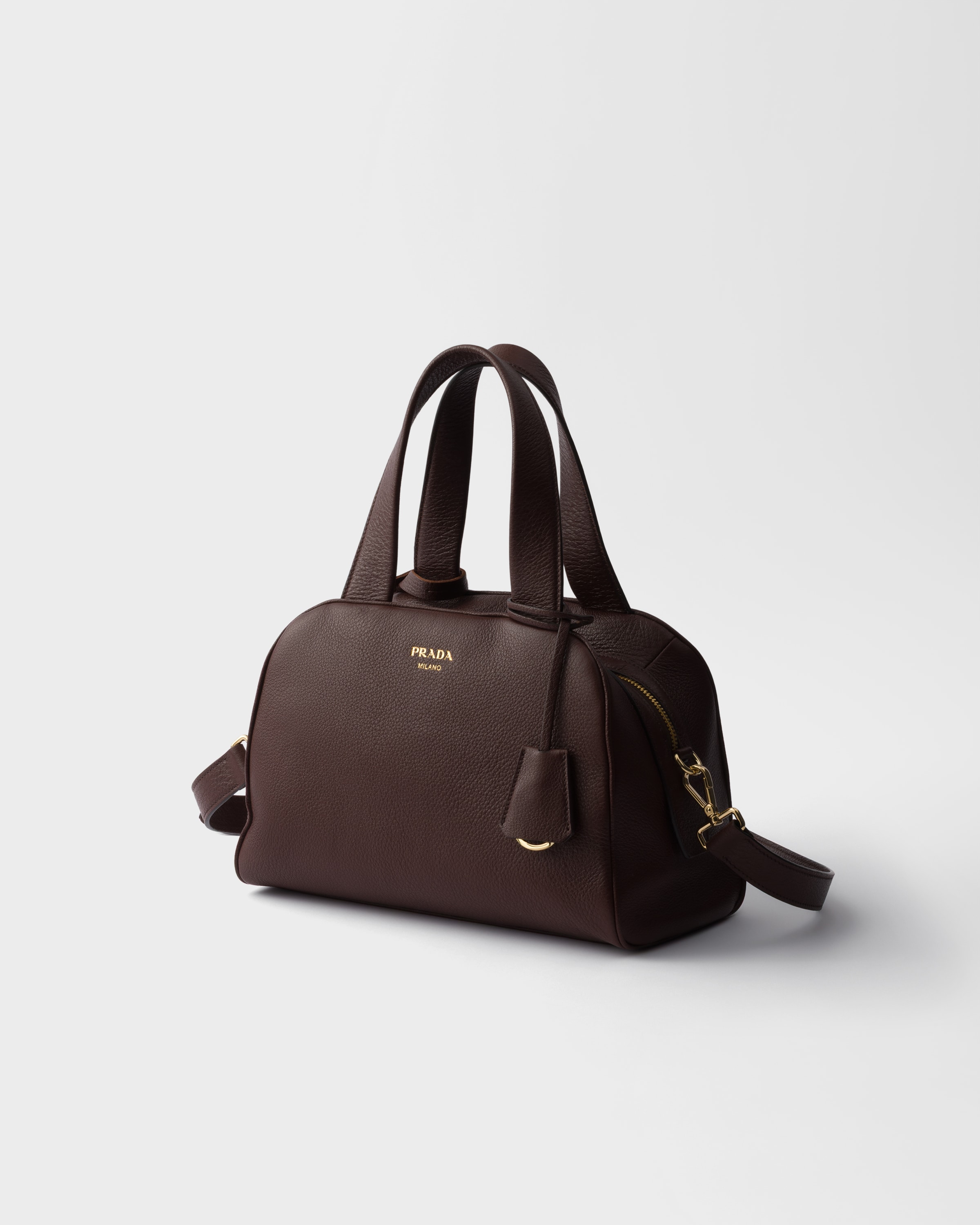Средняя кожаная сумка с ручкой Prada, сиенна — фото 3