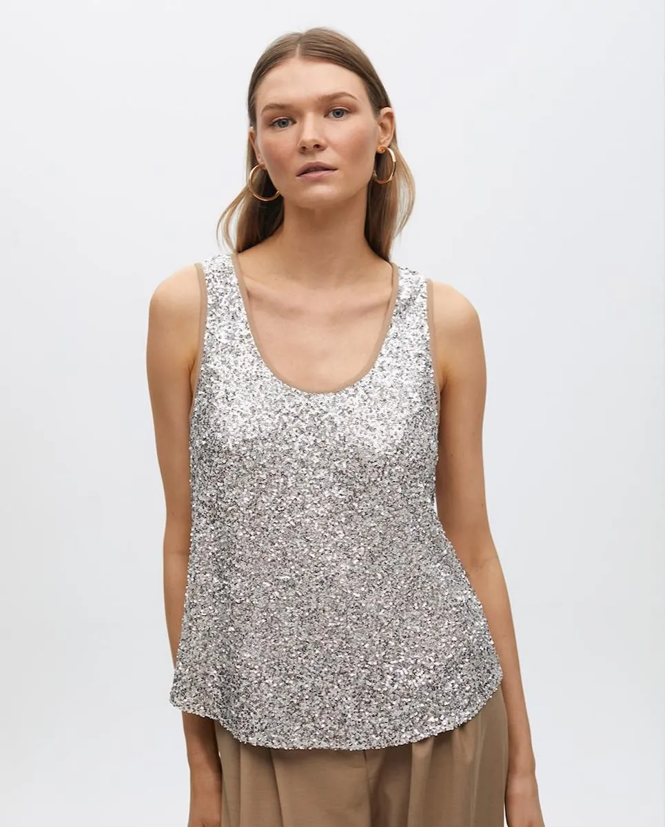 

Женский топ без рукавов с пайетками Lola Casademunt, серебряный