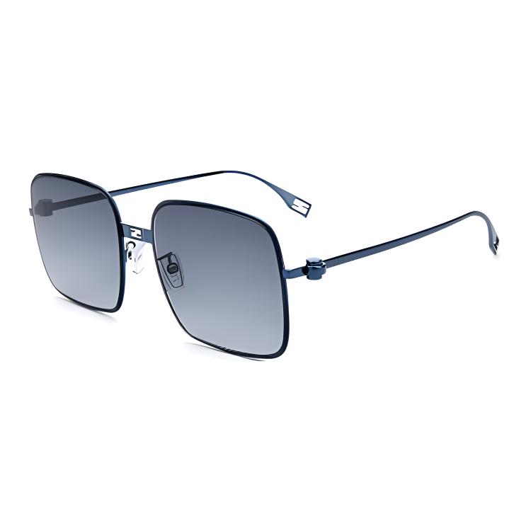 

FENDI Металлические квадратные солнцезащитные очки унисекс синие, Blue