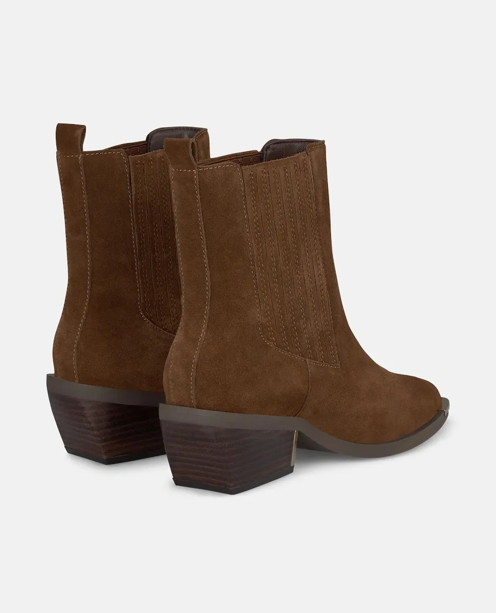 Женские ботильоны с широким каблуком и заостренным носком Alma en Pena, песочный — фото 3