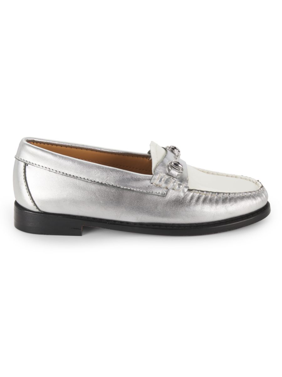 Металлические кожаные лоферы Lianna GH Bass, цвет Silver White