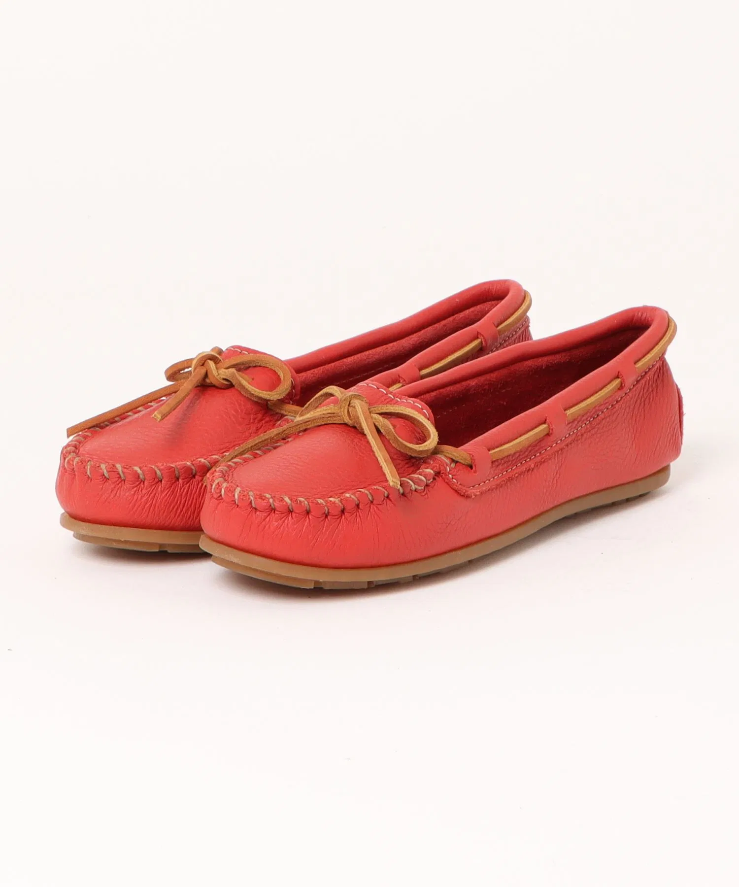 Унисекс кожаные мокасины Minnetonka BOAT MOC красные