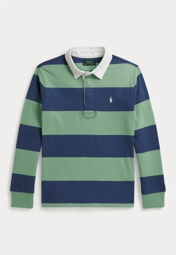 Футболка регбийная Polo Ralph Lauren 7 14y long sleeved top, выцветшая мята/старый королевский синий