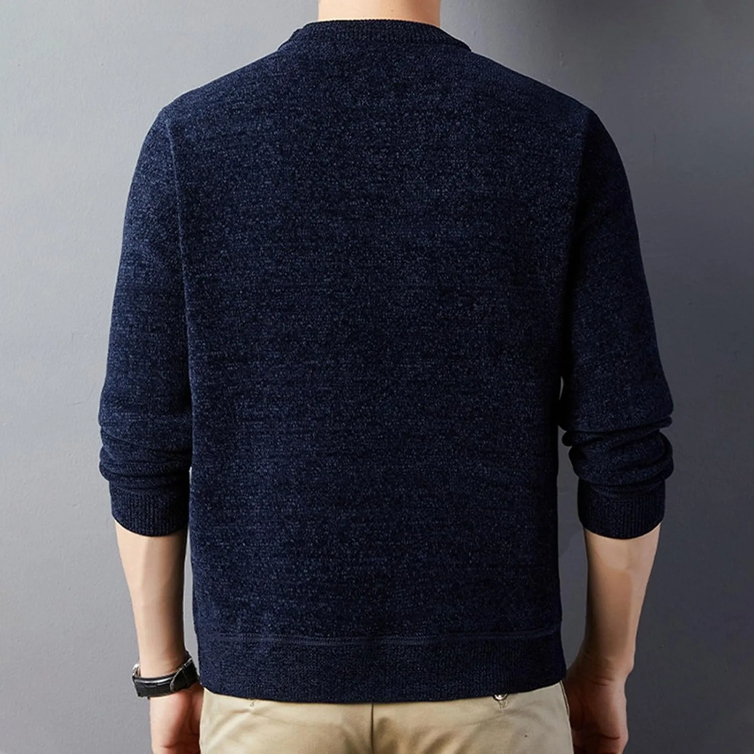 Свитер мужской Casual Knitted Crewneck Pullover мягкий легкий с длинным рукавом — фото 3
