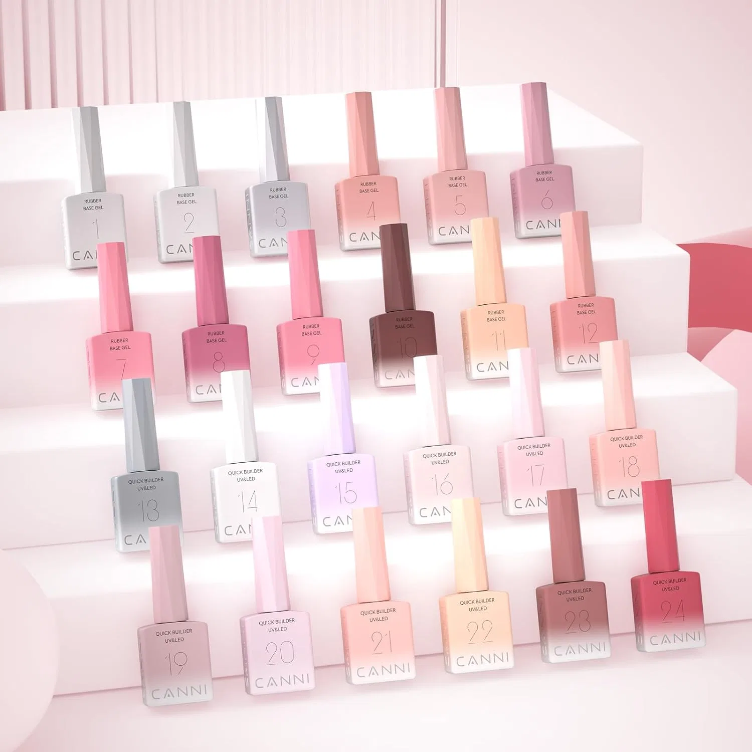 Набор гелей для наращивания ногтей 24 цвета «Builder Nail Gel» от CANNI Canni, Cf1 — фото 3