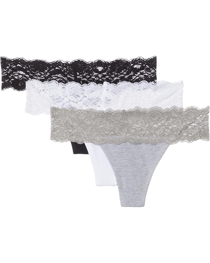 

Стринги PACT Lace Waist Thong 3-Pack, цвет Heather Basics