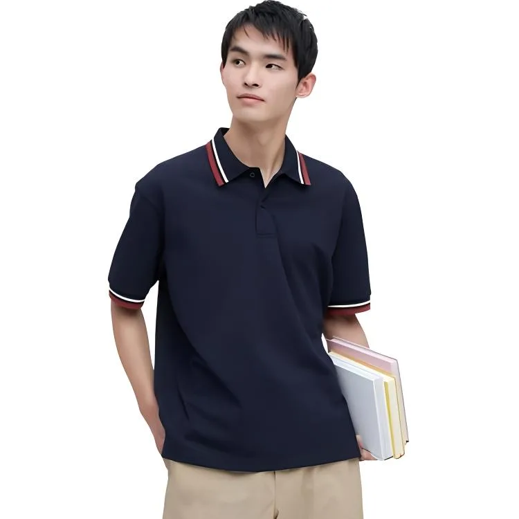 UNIQLO Polo футболка JW Anderson мужская, темно-синяя, с воротником, умеренно прямой крой — фото 4