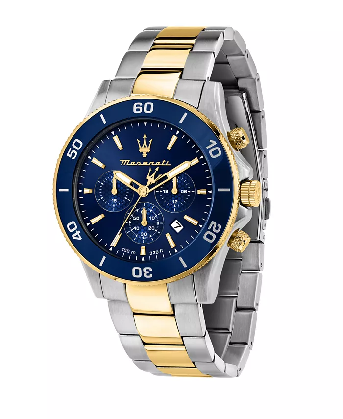 

Мужские хронографические часы с двухцветным металлическим браслетом, 43 мм Maserati