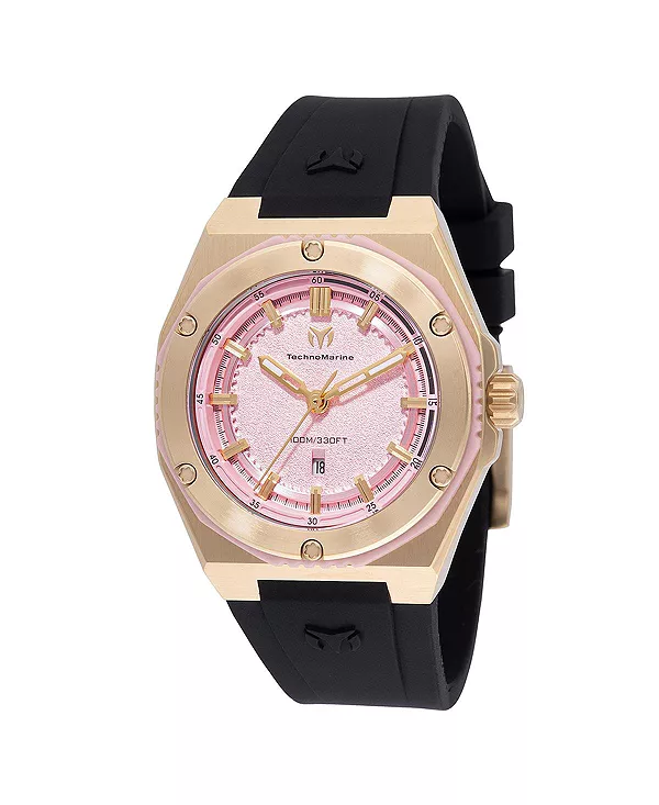 

Женские часы tm-416084 с розовым циферблатом и коралловым кварцем Technomarine, black