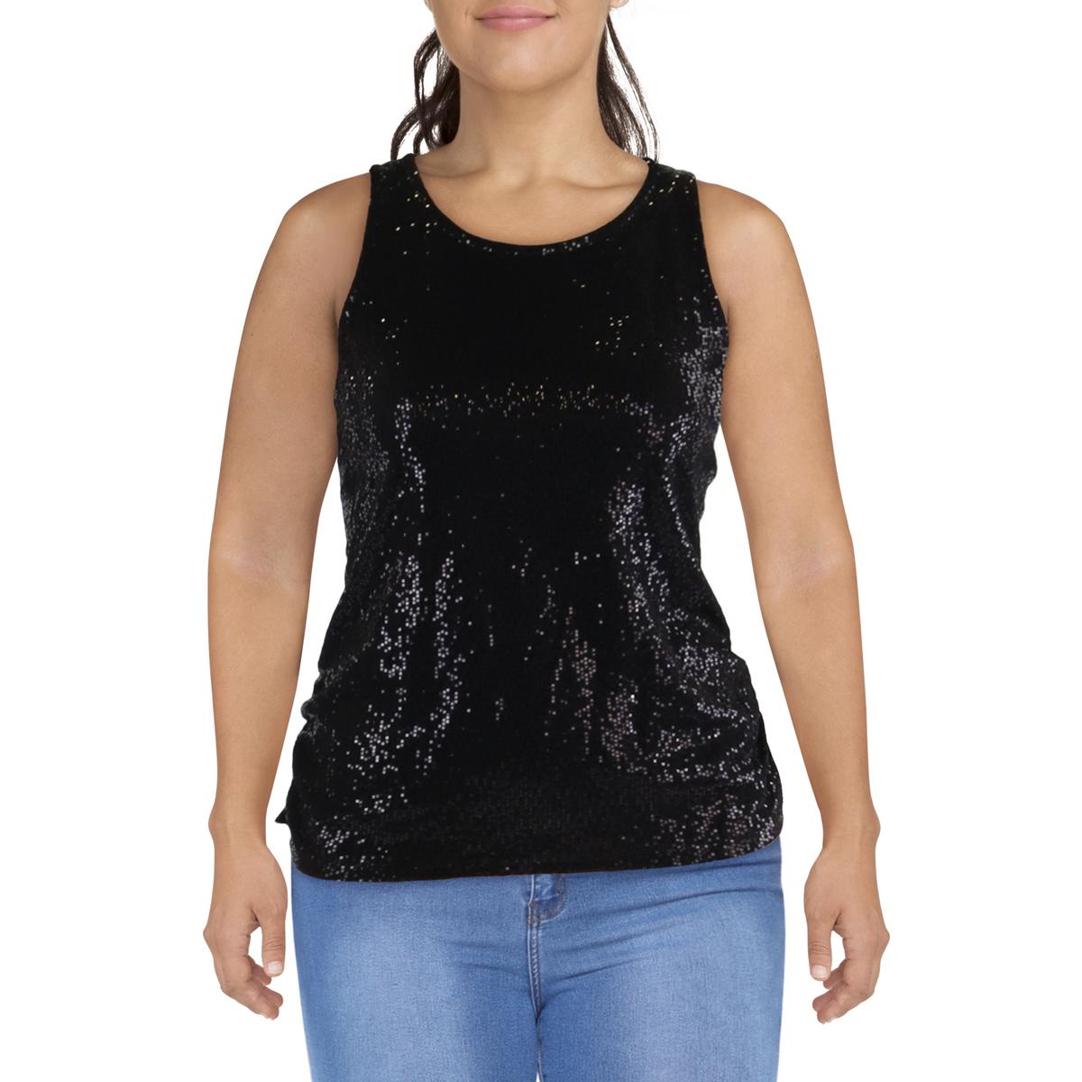 

Плюс Женская майка с U-образным вырезом и пайетками Coin 1804, черный