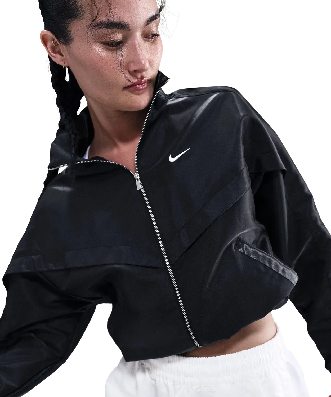 Куртка Nike женская Windrunner с водоотталкивающей отделкой, чёрная — фото 4