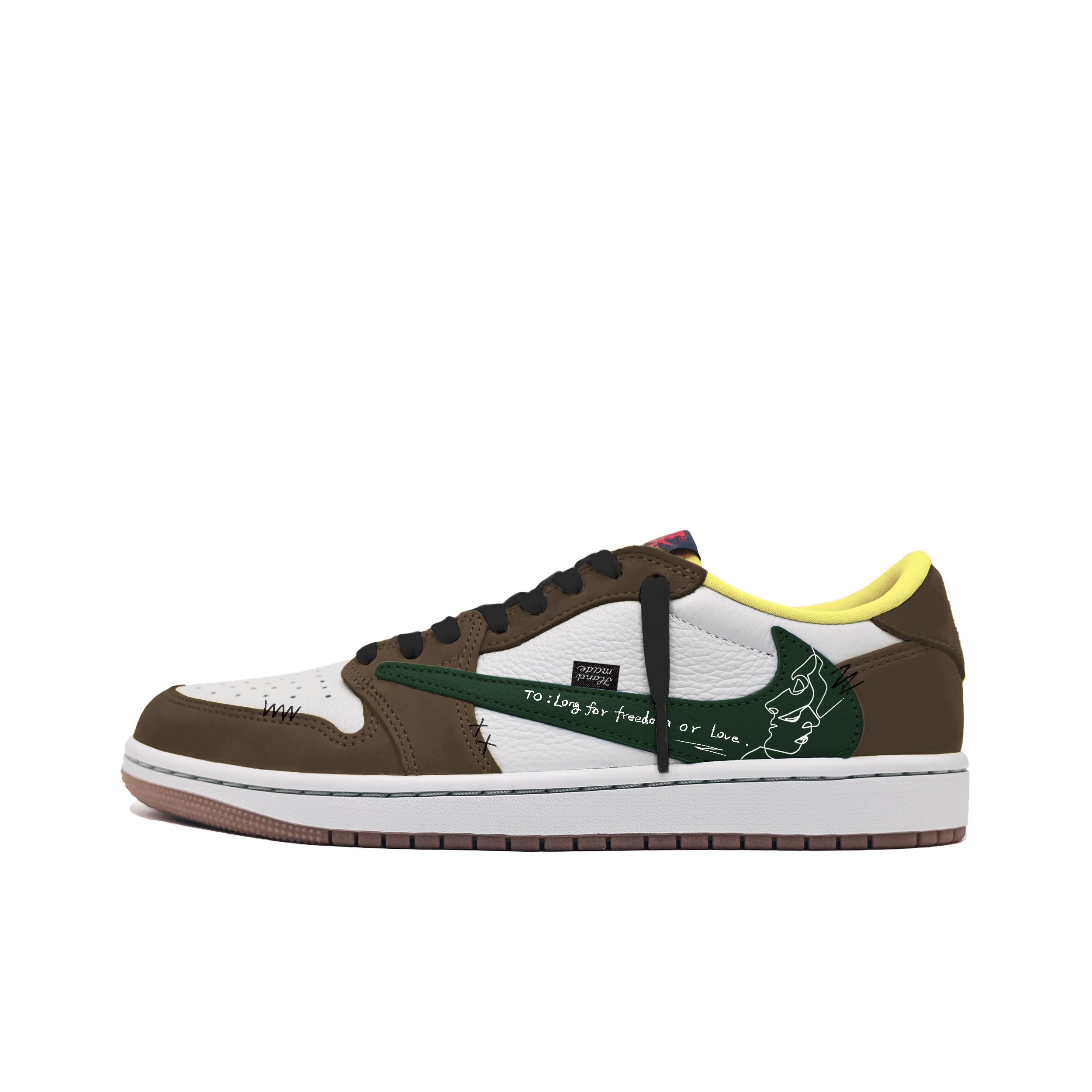Travis Scott x Air 1 Simple Love амортизация, износостойкие низкие винтажные баскетбольные кроссовки унисекс brown Jordan, темно-коричневый — фото 3