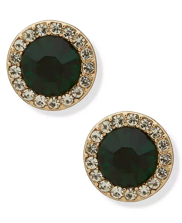 

Круглые серьги-гвоздики из золотистого стекла и камня Dkny, green