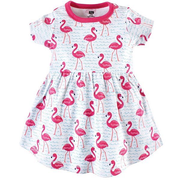Платье для девочки Infant and toddler cotton с коротким рукавом, 2pk, bright flamingo, 3-6 months Hudson Baby — фото 3