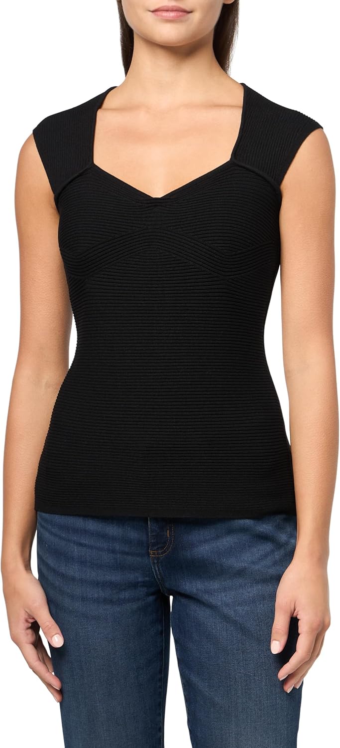 

BOSS Женский топ Sweetheart Soft Ribbed, Black Carbon