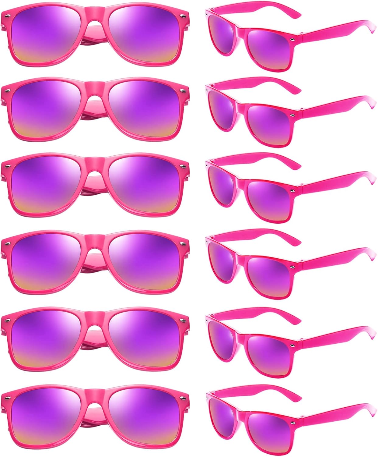 

Оптовая продажа 12/24 разноцветных солнцезащитных очков с зеркальным покрытием, неоновые солнцезащитные очки в стиле 80-х/90-х, сувениры для вечеринок, унисекс Geopty, 12 Hotpink