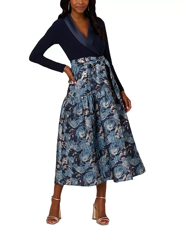 

Платье-Смокинг из жаккардовой ткани джерси Adrianna Papell, синий