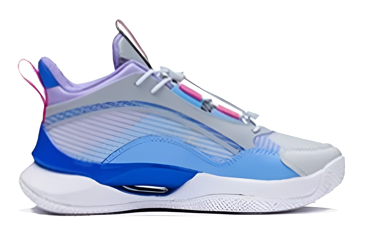 Детские баскетбольные кроссовки Team2.0 GS Mid-top серые/синие/фиолетовые Lining Young — фото 2