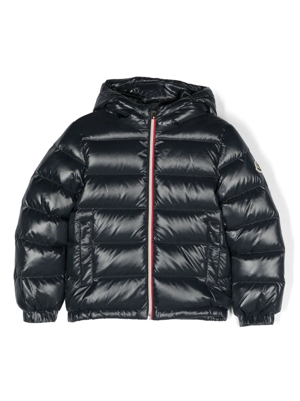 

Пуховик на молнии с капюшоном Moncler Enfant, синий
