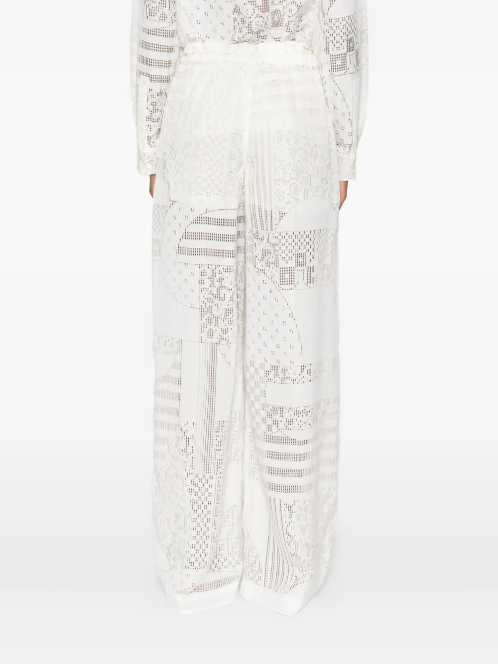 Брюки с кружевными вставками FENDI, белый — фото 4