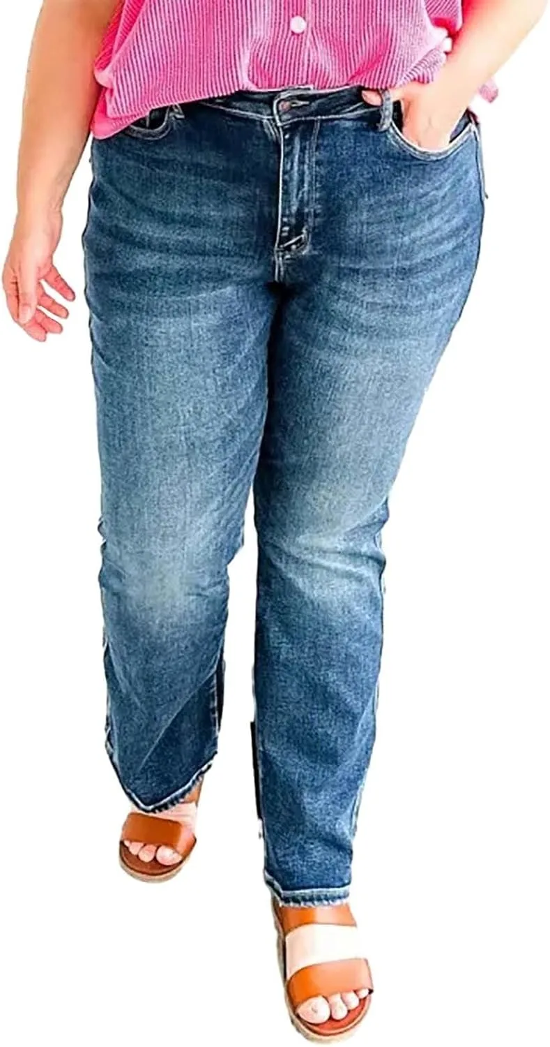 

Женские джинсы Plus Size High Waisted Bootcut — эластичные с эффектом стройности LCMTWX