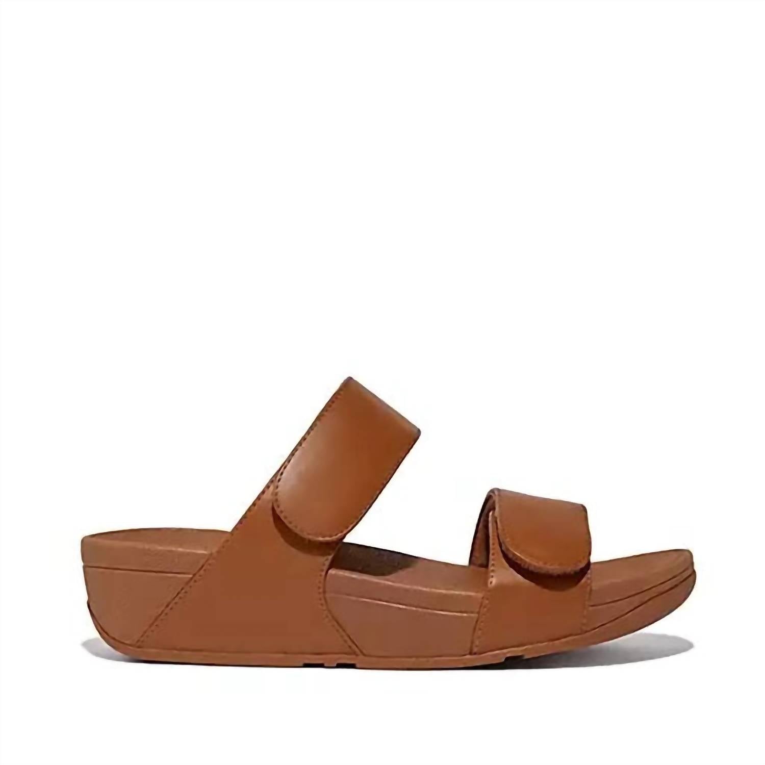 Women's Lulu Adjustable Leather Slide In Light Tan Fitflop, Light Tan