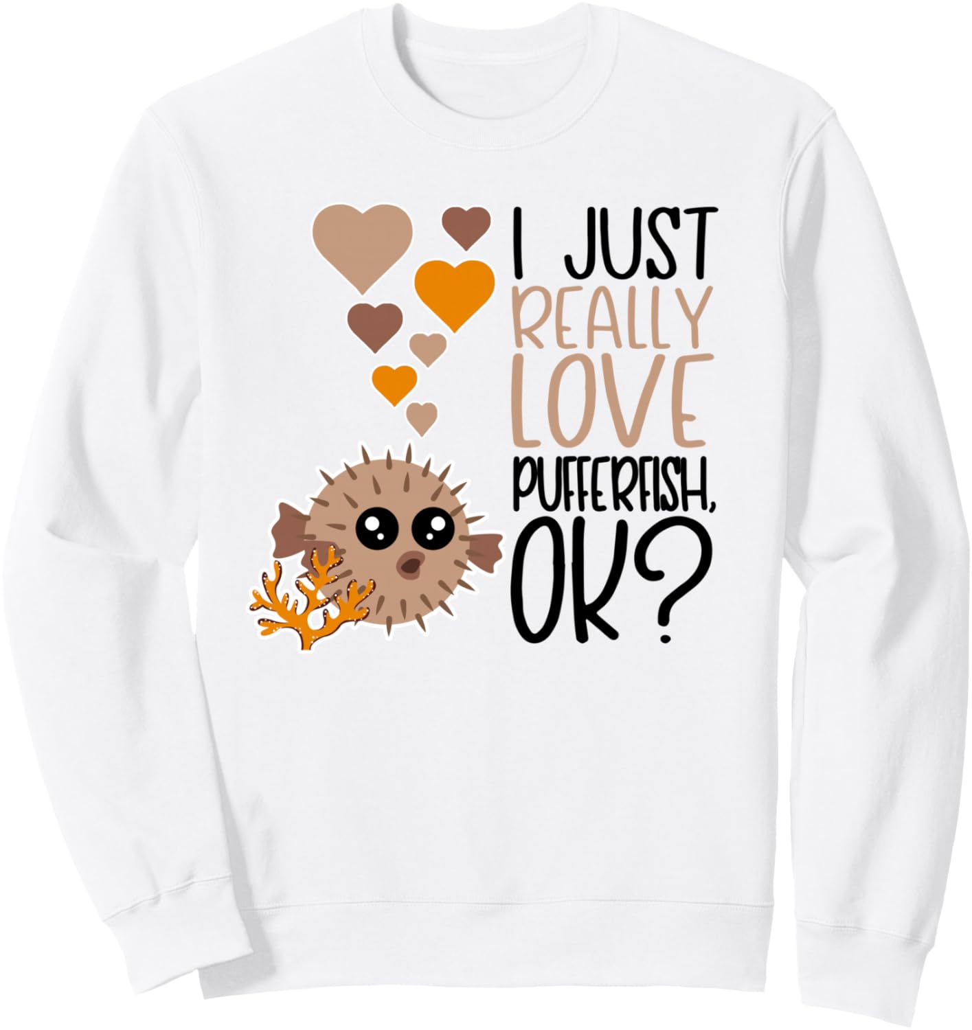 

Я просто очень люблю рыбок-фугу - милая толстовка с изображением рыбки-фугу Love Pufferfish Apparel, белый