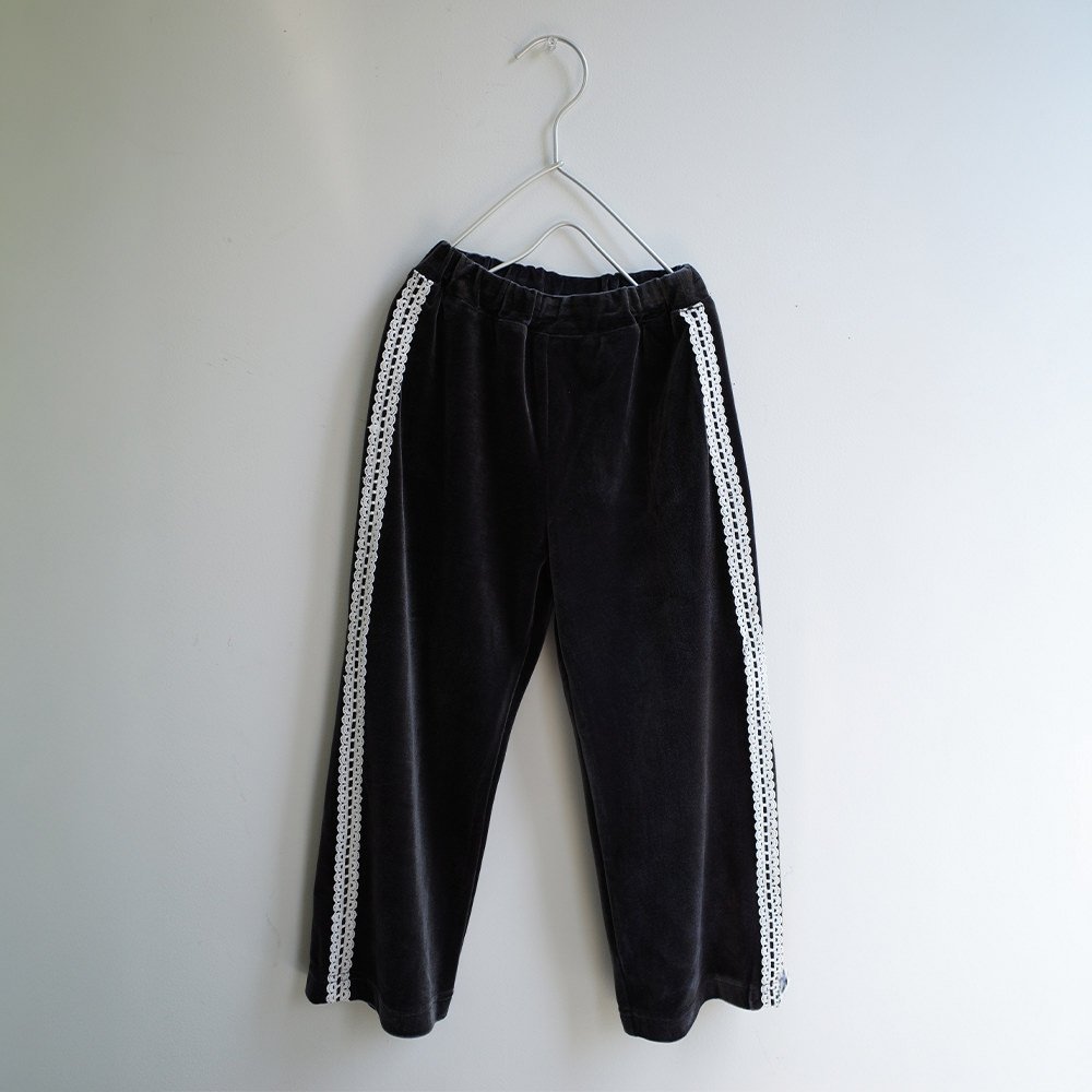 Длинные велюровые брюки с кружевной отделкой. Branshes, Charcoal Gray