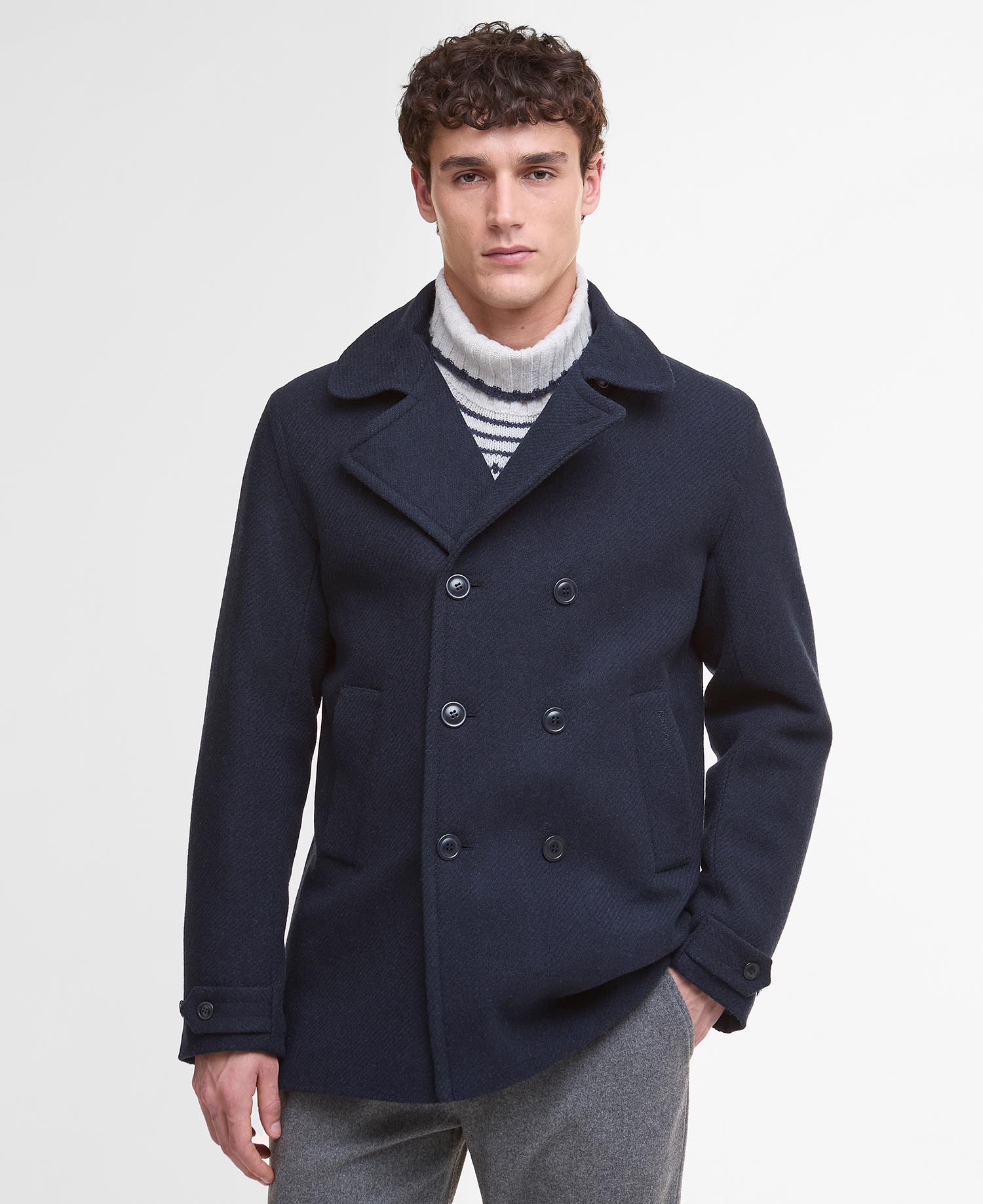

Шерстяное пальто Barbour Newfield Wool Pea, Navy/Classic