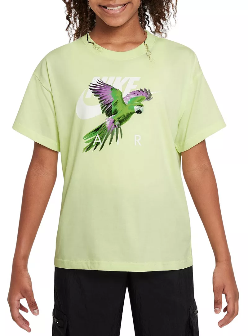 

Футболка Nike с рисунком Air Parrot для девочек, цвет Lime Ice