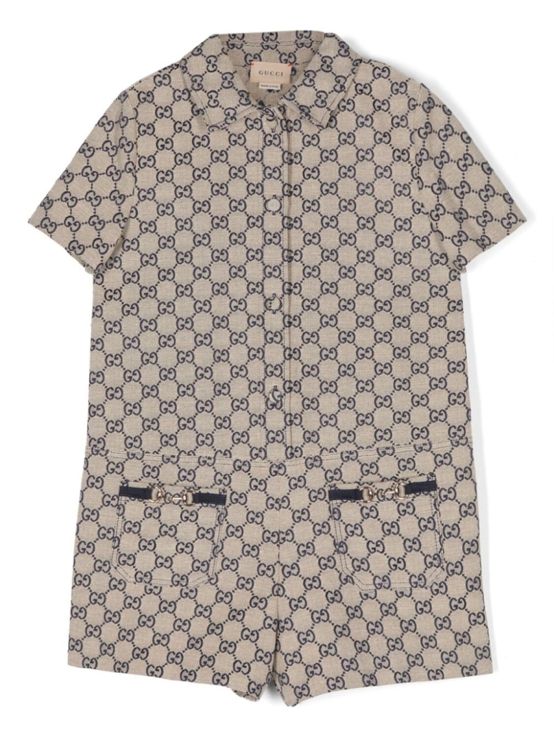 

Gucci Kids комбинезон из канваса с узором GG, нейтральный цвет