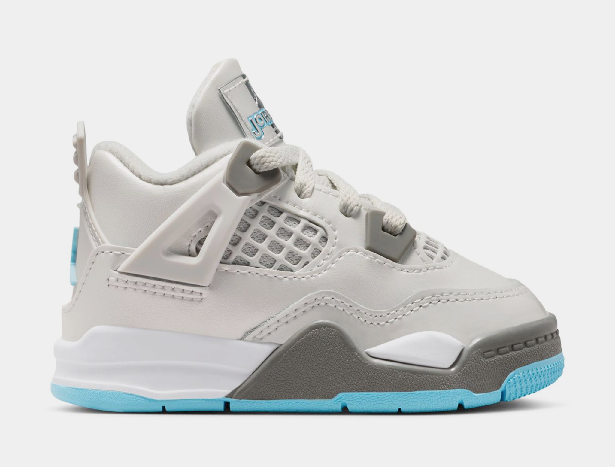 

Кроссовки Jordan 4 Retro_Photon Dust/Blue Chill - плоские, оловянно-белые Jordan, белый