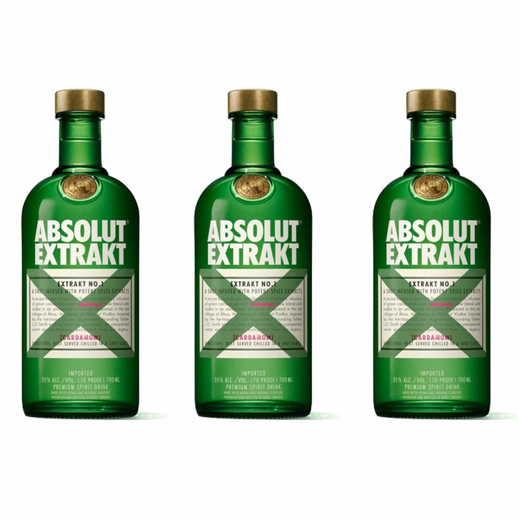 

Absolut Vodka Extract Set of 3, Шведская премиальная водка, Экстракт кардамона, спирт, шот, алкоголь, бутылка, 35%, 3 x 700 мл