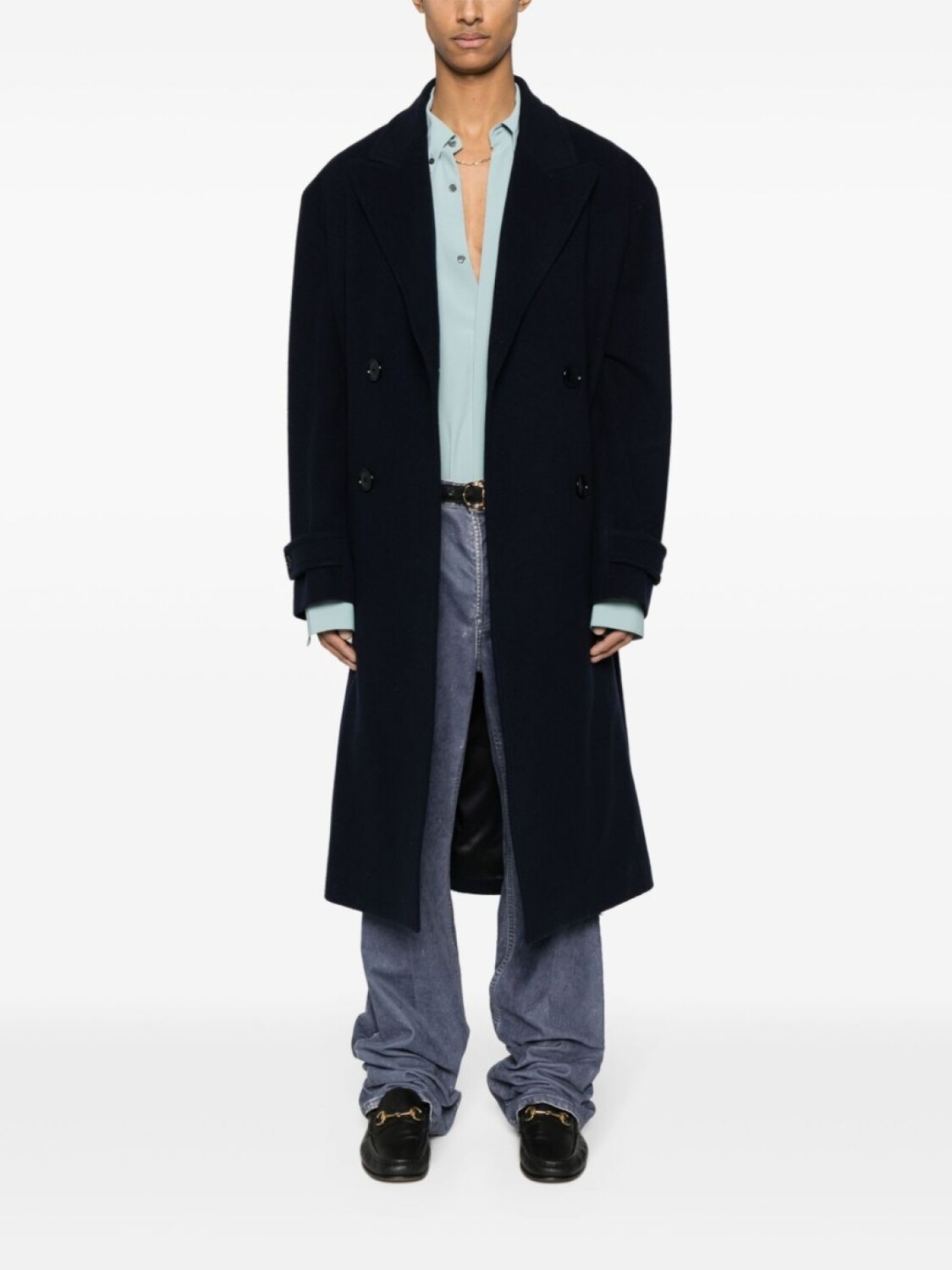 

Gucci двубортное пальто макси, синий