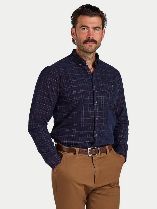 

Хлопковая рубашка Regular Fit в клетку из вельвета Raging Bull, Claret