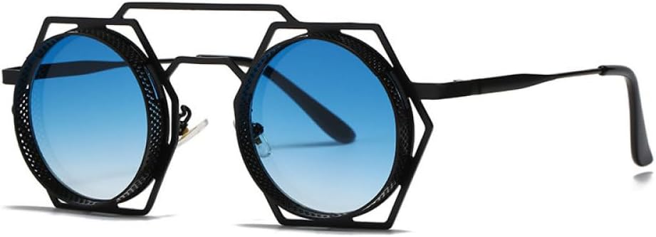 

2026 - Круглые солнцезащитные очки в стиле стимпанк для женщин и мужчин, с металлической сеткой, оригинальные солнцезащитные очки, защитные очки UV400 для женщин MTZJH, One Color